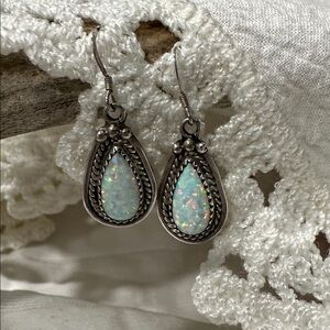 Opal and Sterling Silver Earrings